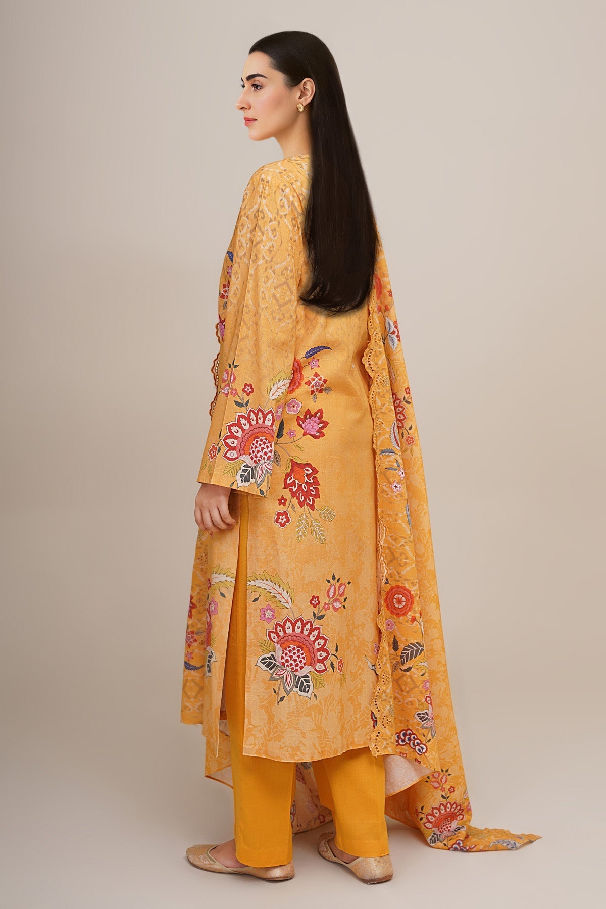 3 Piece - Unstitched - Printed & Embroidered Khaddar Suit - C6348