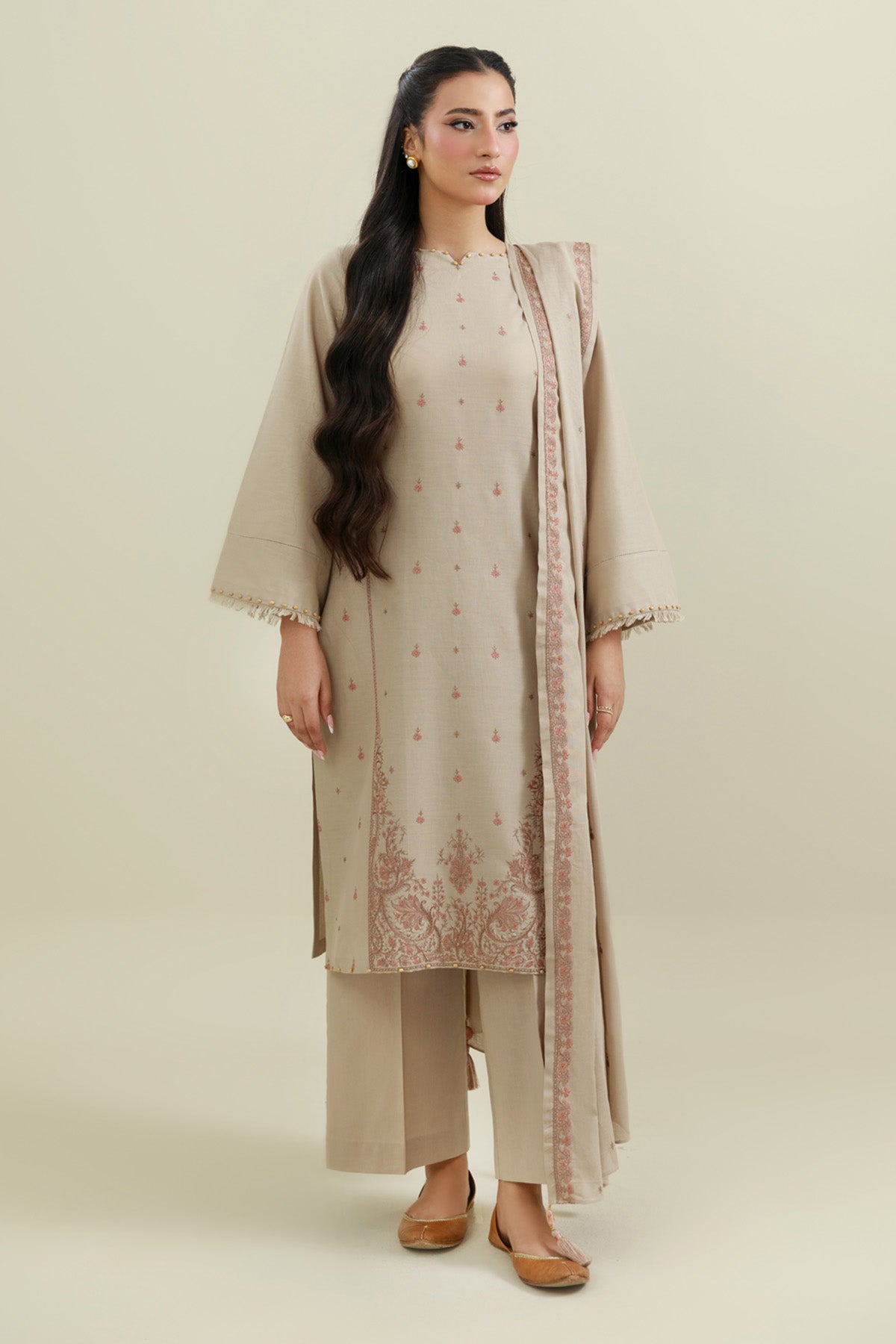 3 Piece - Unstitched - Embroidered Khaddar Suit - C6436