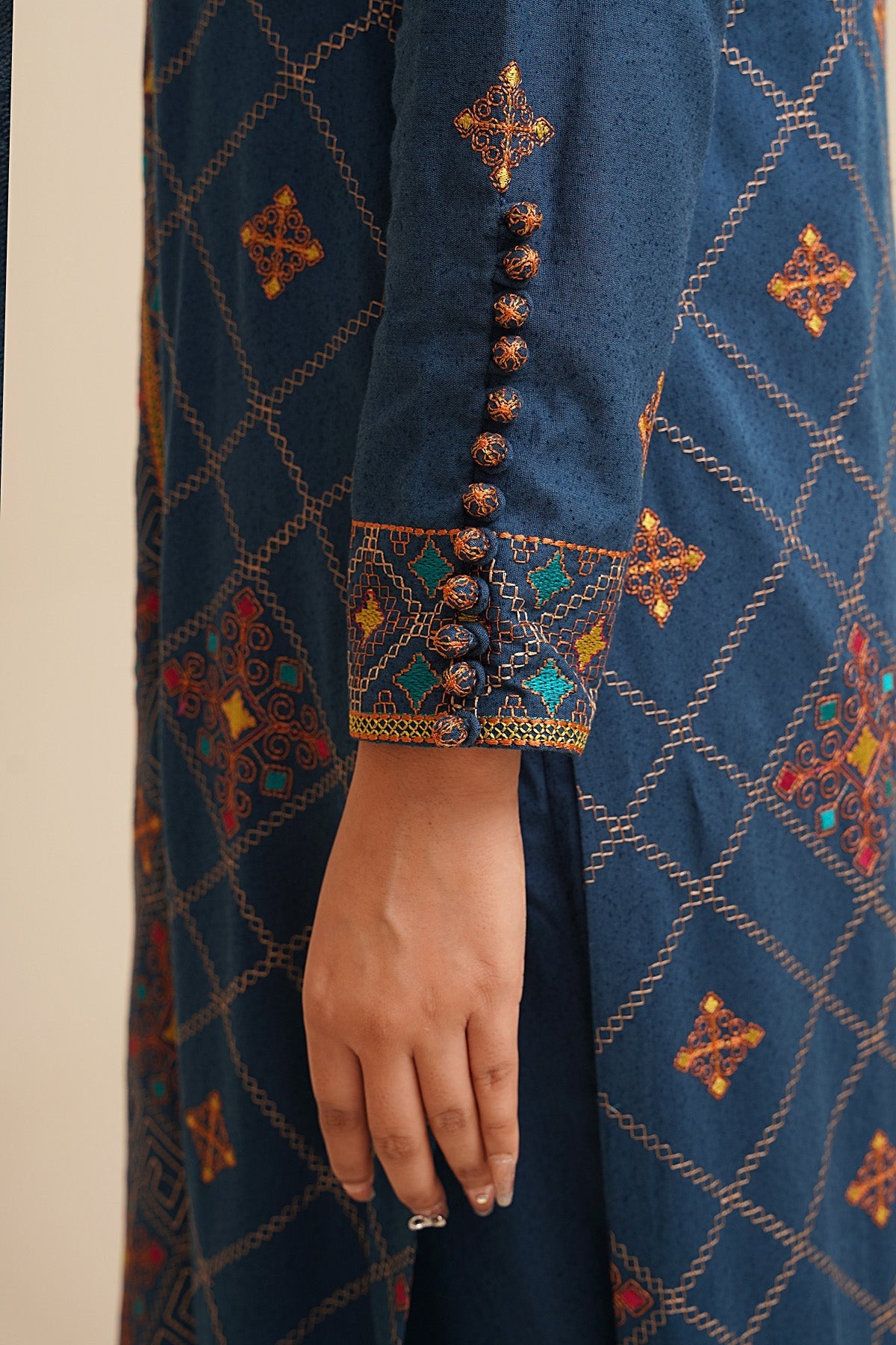 3 Piece - Unstitched - Embroidered Viscose Karandi Suit - E1774