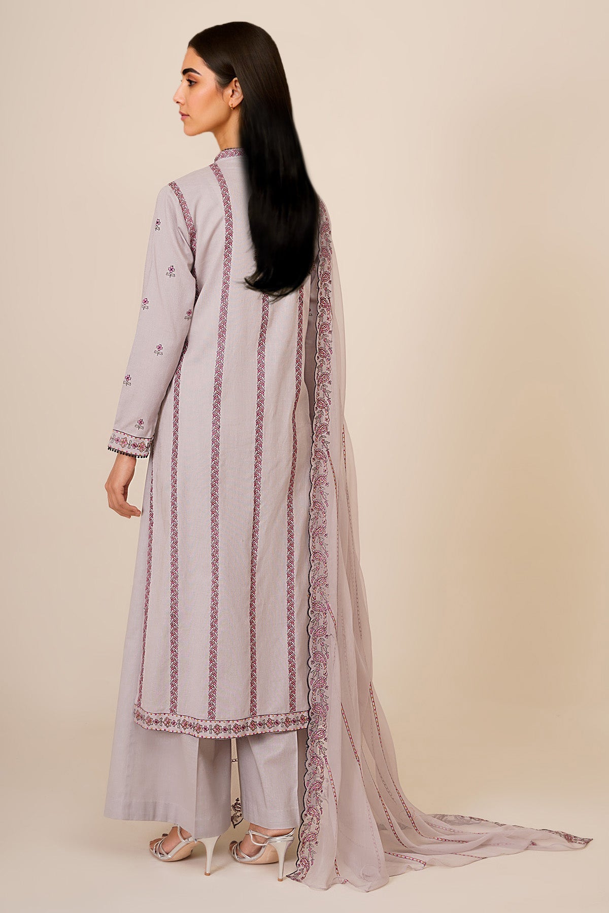 3 Piece - Unstitched - Embroidered Khaddar Suit - E1801