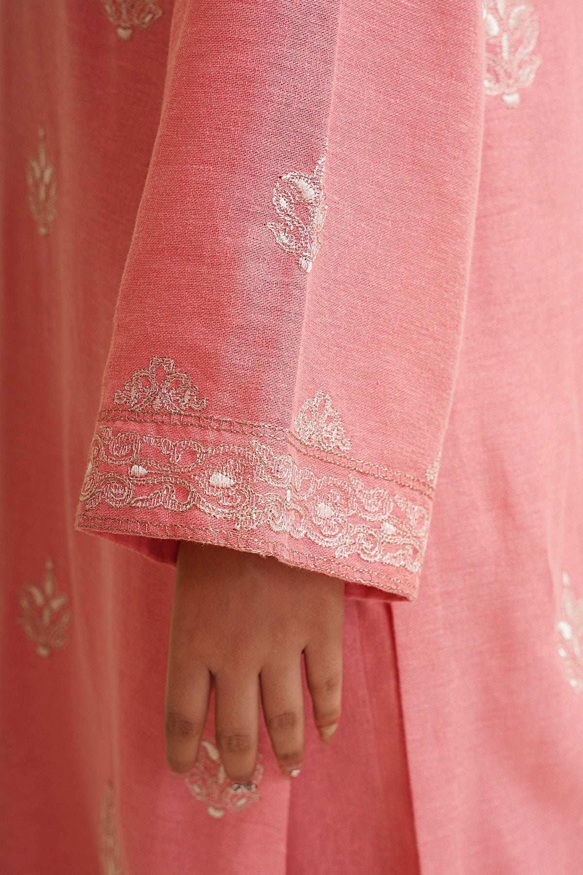 3 Piece - Unstitched - Embroidered Cotton Karandi Suit - E1820