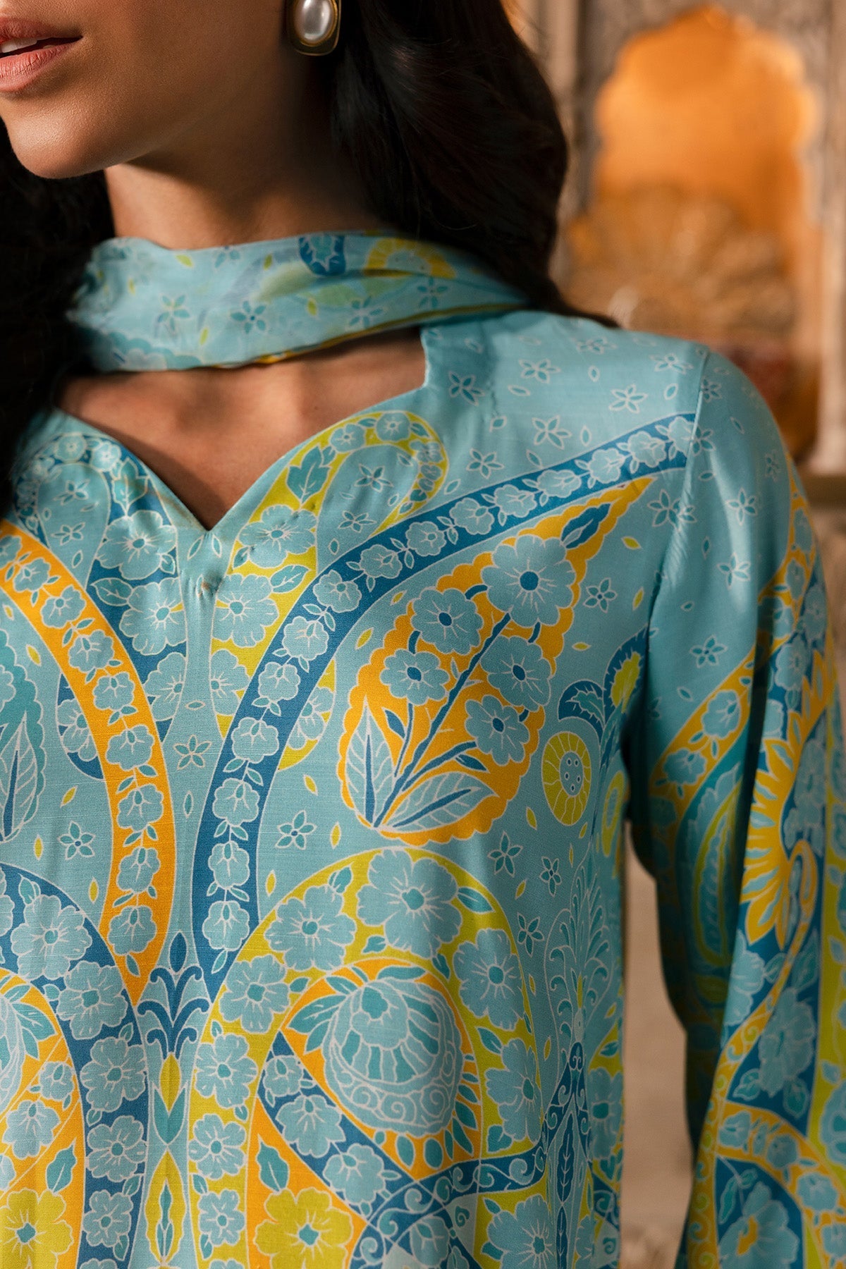 3 Piece - Stitched - Printed Raw Silk Suit - MCP1730-3