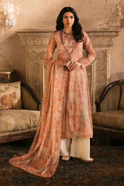 4 Piece - Stitched - Printed & Embroidered Shimmer Net Suit - MCP1714