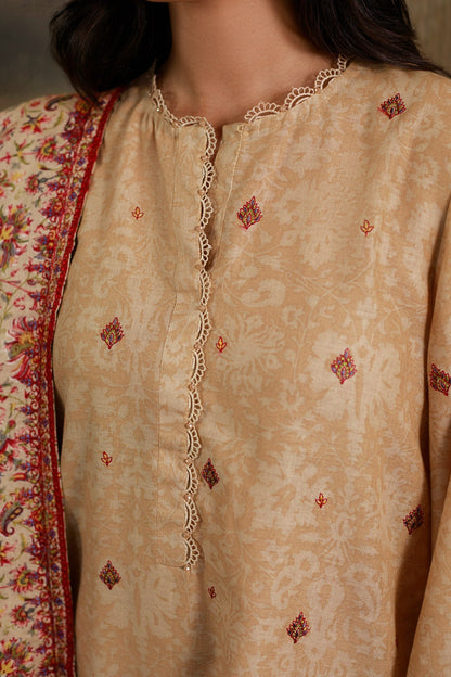 3 Piece - Unstitched - Printed & Embroidered Khaddar Suit - C6397