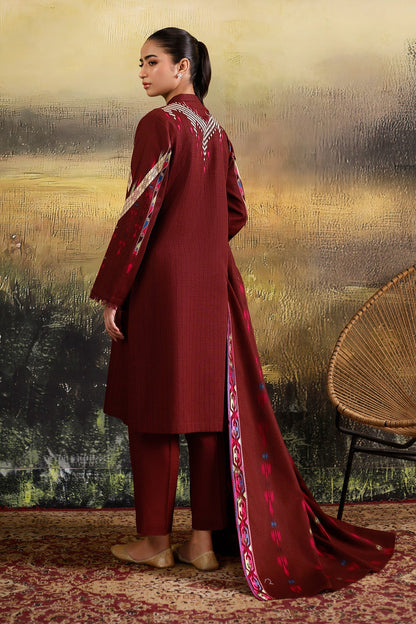 3 Piece - Unstitched - Printed & Embroidered Khaddar Suit - C6389