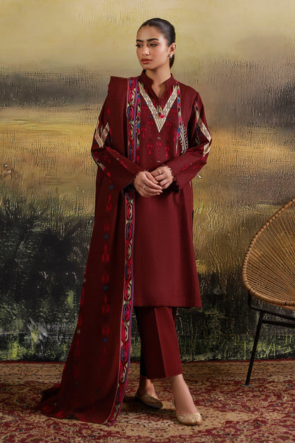 3 Piece - Unstitched - Printed & Embroidered Khaddar Suit - C6389