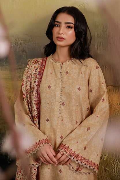 3 Piece - Unstitched - Printed & Embroidered Khaddar Suit - C6397