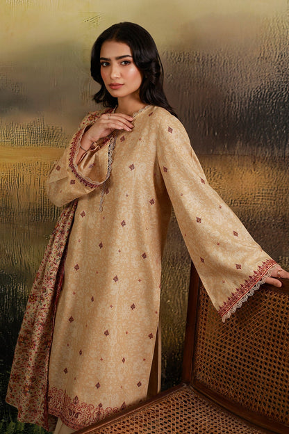 3 Piece - Unstitched - Printed & Embroidered Khaddar Suit - C6397
