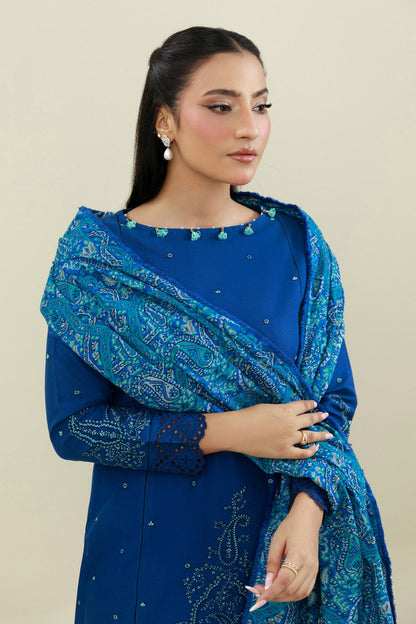 3 Piece - Unstitched - Embroidered Khaddar Suit - C6046-1