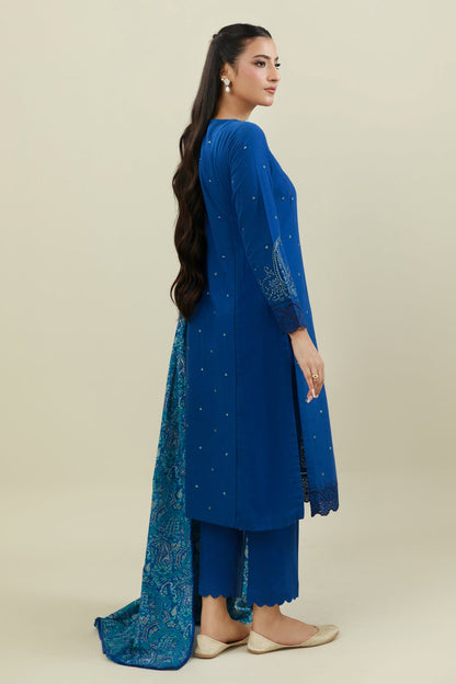 3 Piece - Unstitched - Embroidered Khaddar Suit - C6046-1