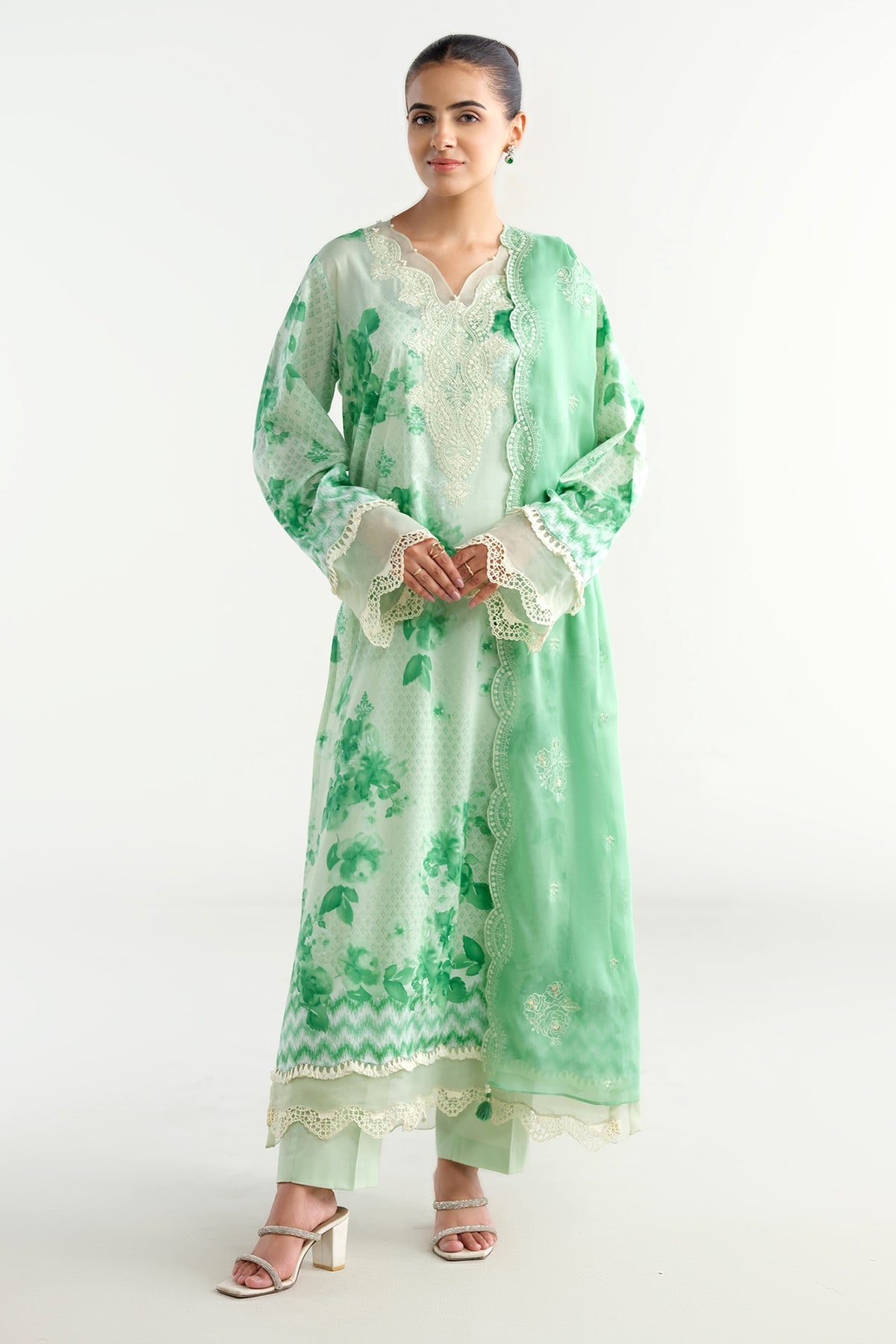 3 Piece - Unstitched - Printed & Embroidered Suit - C6225