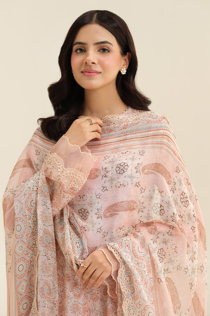 3 Piece - Unstitched - Printed & Embroidered Suit - C6229