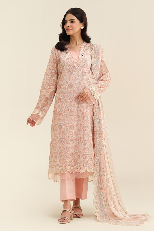 3 Piece - Unstitched - Printed & Embroidered Suit - C6229