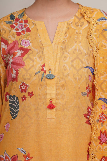 3 Piece - Unstitched - Printed & Embroidered Khaddar Suit - C6348