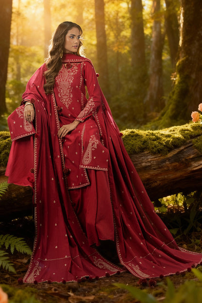 3 Piece - Unstitched - Embroidered Khaddar Suit - C6353