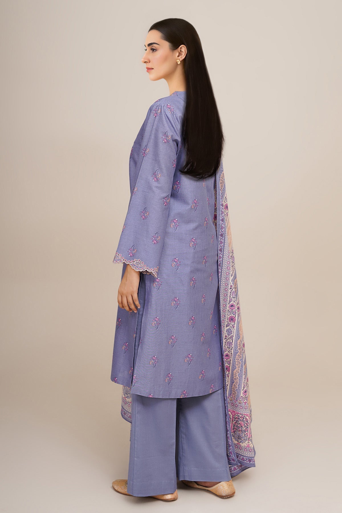 3 Piece - Unstitched - Printed & Embroidered Khaddar Suit - C6366