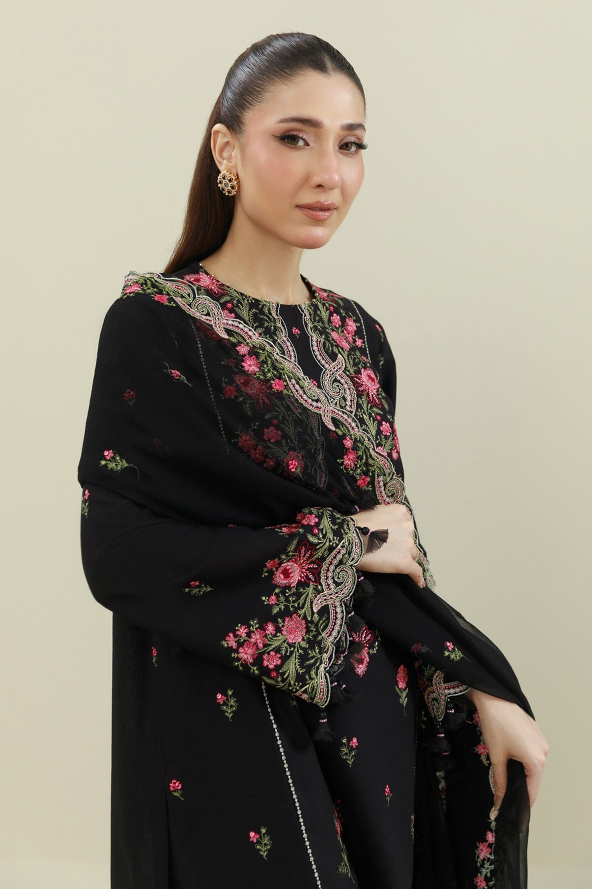 3 Piece - Unstitched - Embroidered Khaddar Suit - C6384