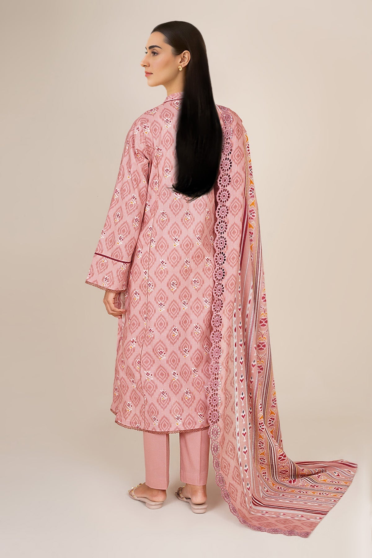 3 Piece - Unstitched - Printed & Embroidered Khaddar Suit - C6386