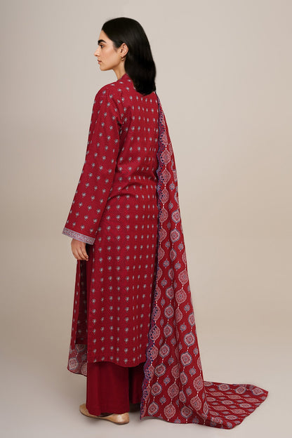 3 Piece - Unstitched - Printed & Embroidered Khaddar Suit - C6396