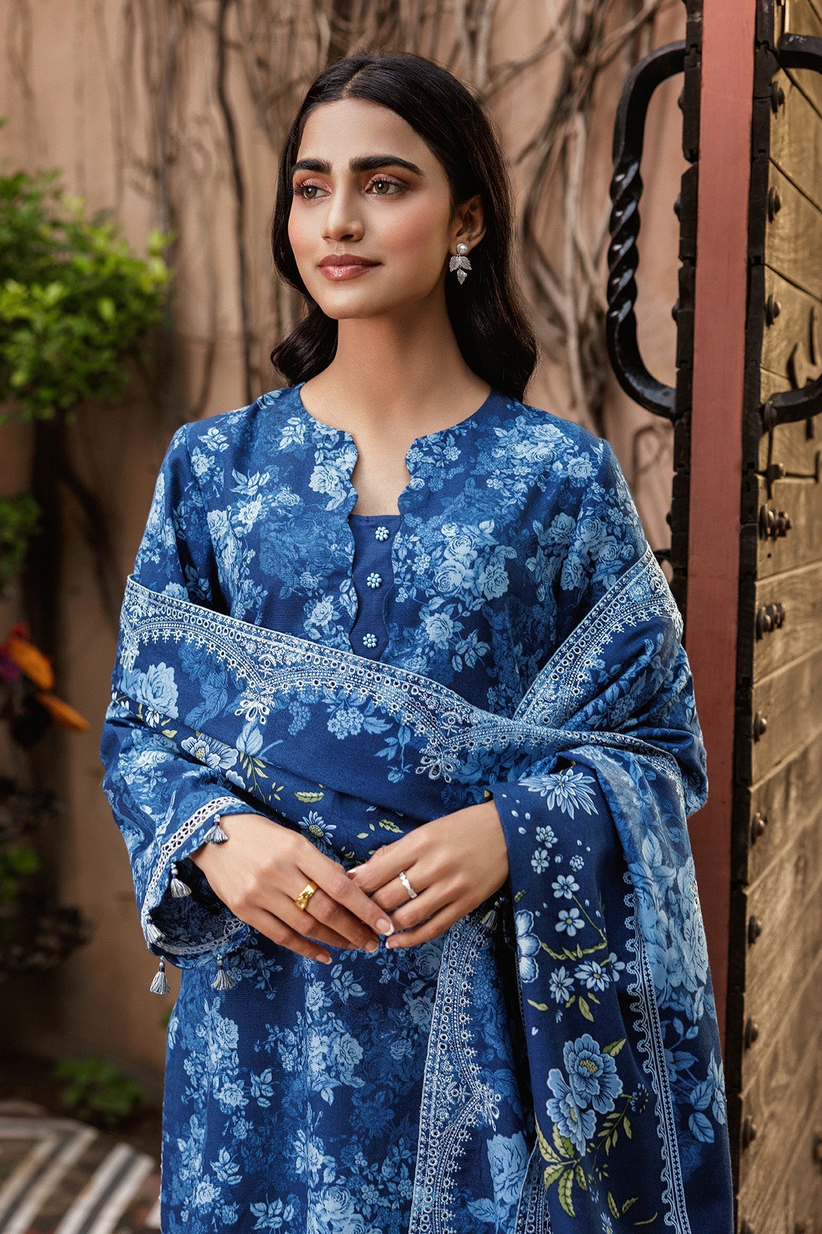 3 Piece - Unstitched - Printed & Embroidered Slub Khaddar Suit - C6401