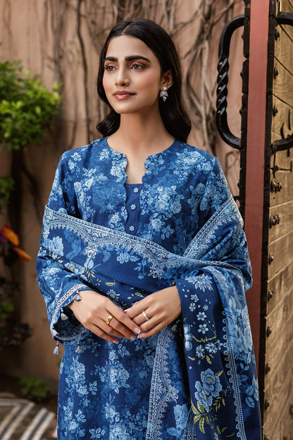 3 Piece - Unstitched - Printed & Embroidered Slub Khaddar Suit - C6401
