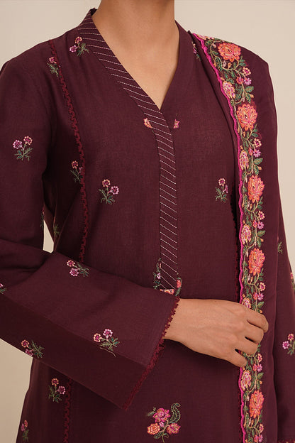 3 Piece - Unstitched - Embroidered Khaddar Suit - C6408