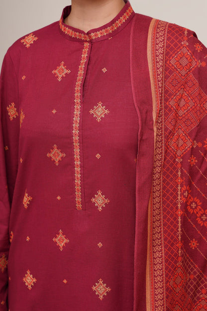 3 Piece - Unstitched - Printed & Embroidered Khaddar Suit - C6410