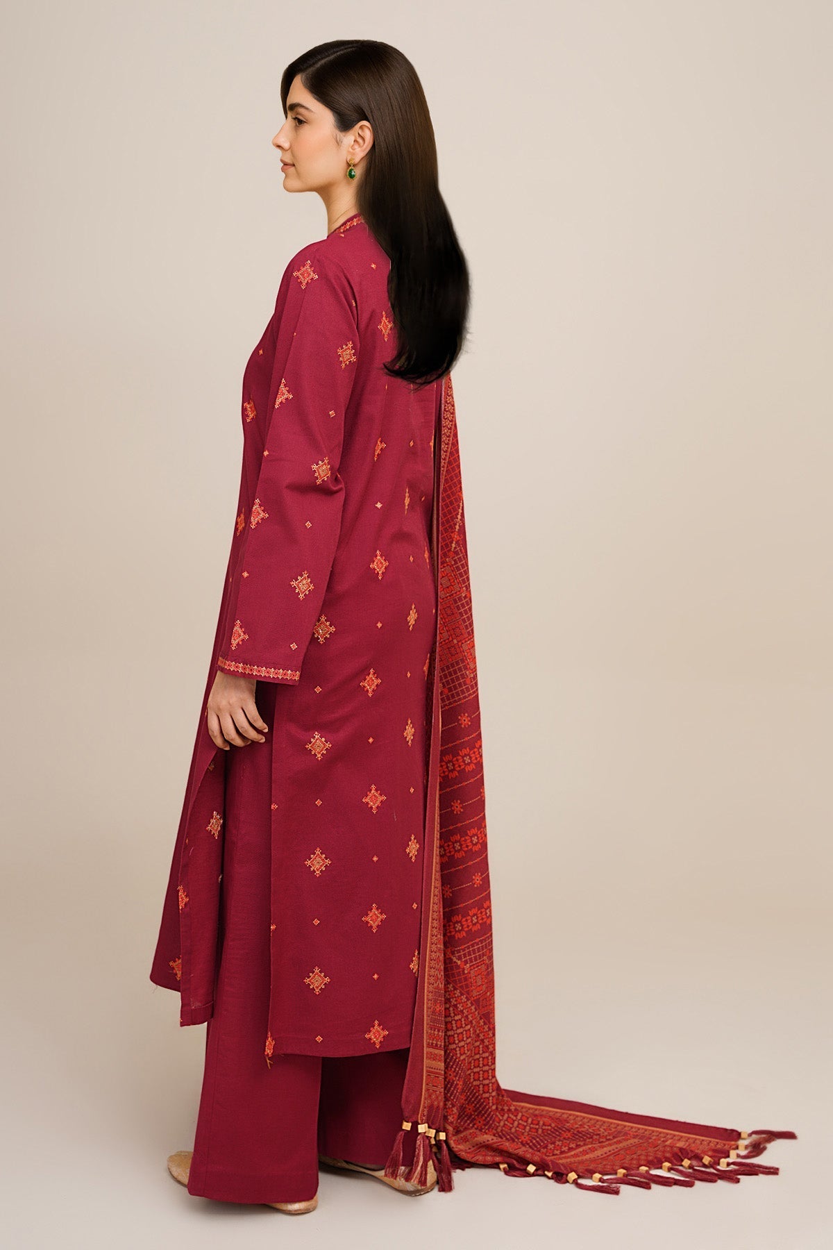 3 Piece - Unstitched - Printed & Embroidered Khaddar Suit - C6410