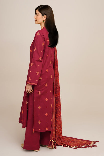 3 Piece - Unstitched - Printed & Embroidered Khaddar Suit - C6410