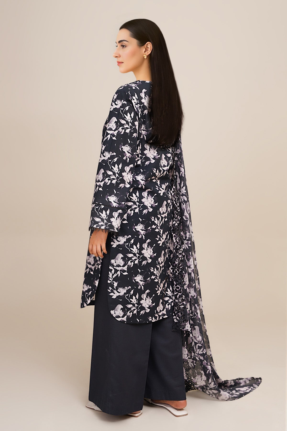 3 Piece - Unstitched - Printed & Embroidered Slub Khaddar Suit - C6428