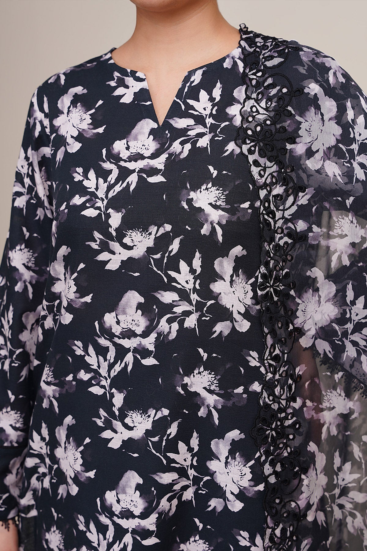 3 Piece - Unstitched - Printed & Embroidered Slub Khaddar Suit - C6428