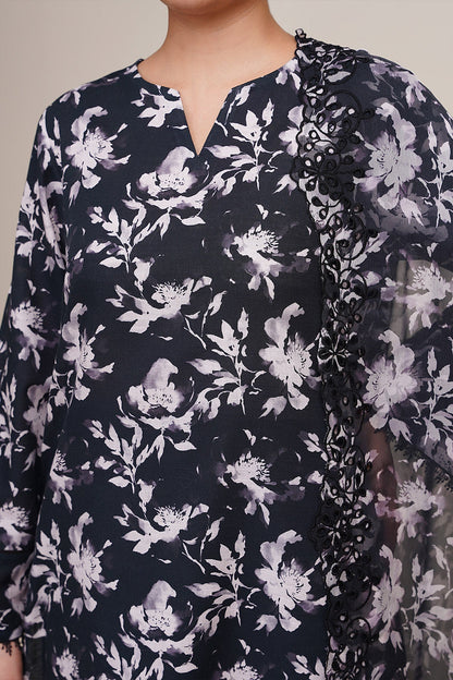 3 Piece - Unstitched - Printed & Embroidered Slub Khaddar Suit - C6428