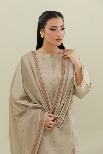 3 Piece - Unstitched - Embroidered Khaddar Suit - C6436