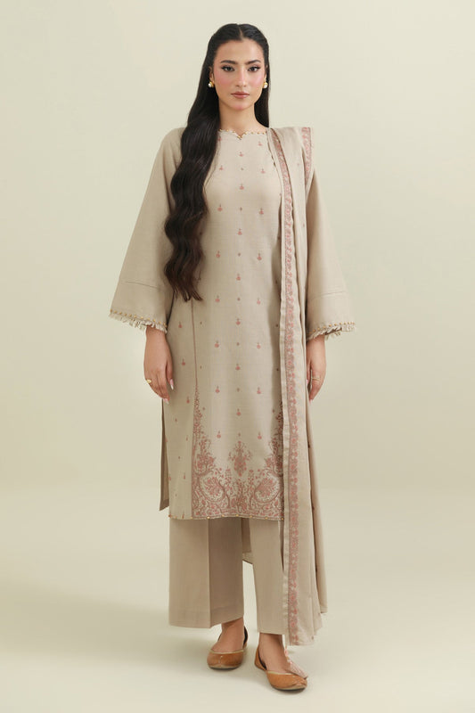 3 Piece - Unstitched - Embroidered Khaddar Suit - C6436