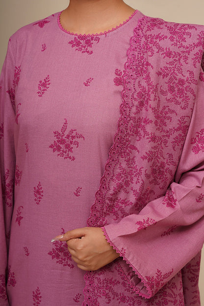 3 Piece - Unstitched - Printed & Embroidered Khaddar Suit - C6440