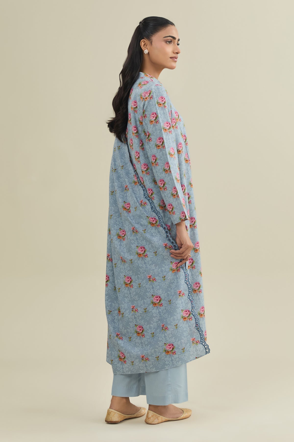 3 Piece - Unstitched - Printed & Embroidered Viscose Karandi Suit - C6447