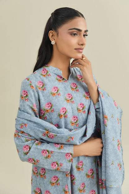 3 Piece - Unstitched - Printed & Embroidered Viscose Karandi Suit - C6447