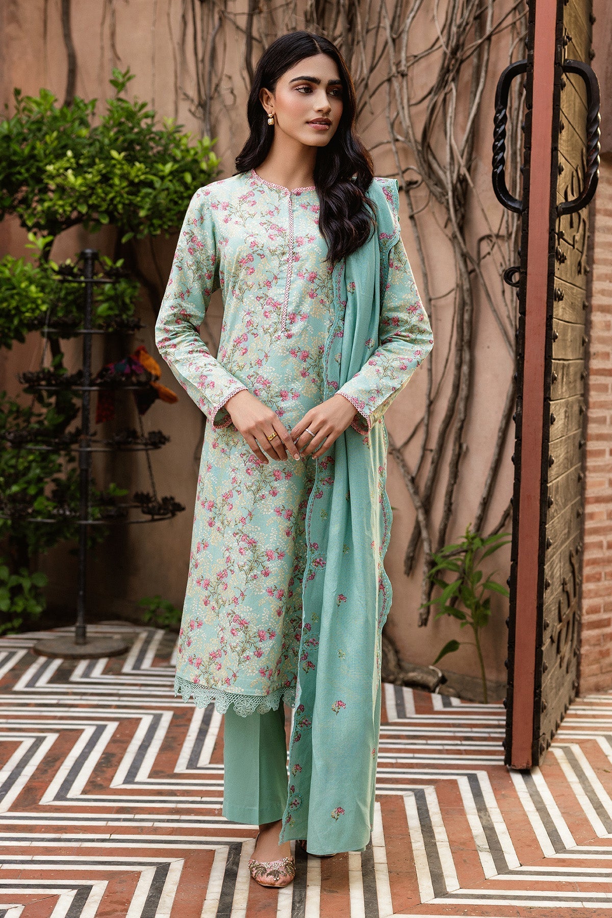 3 Piece - Unstitched - Printed & Embroidered Viscose Karandi Suit - C6452