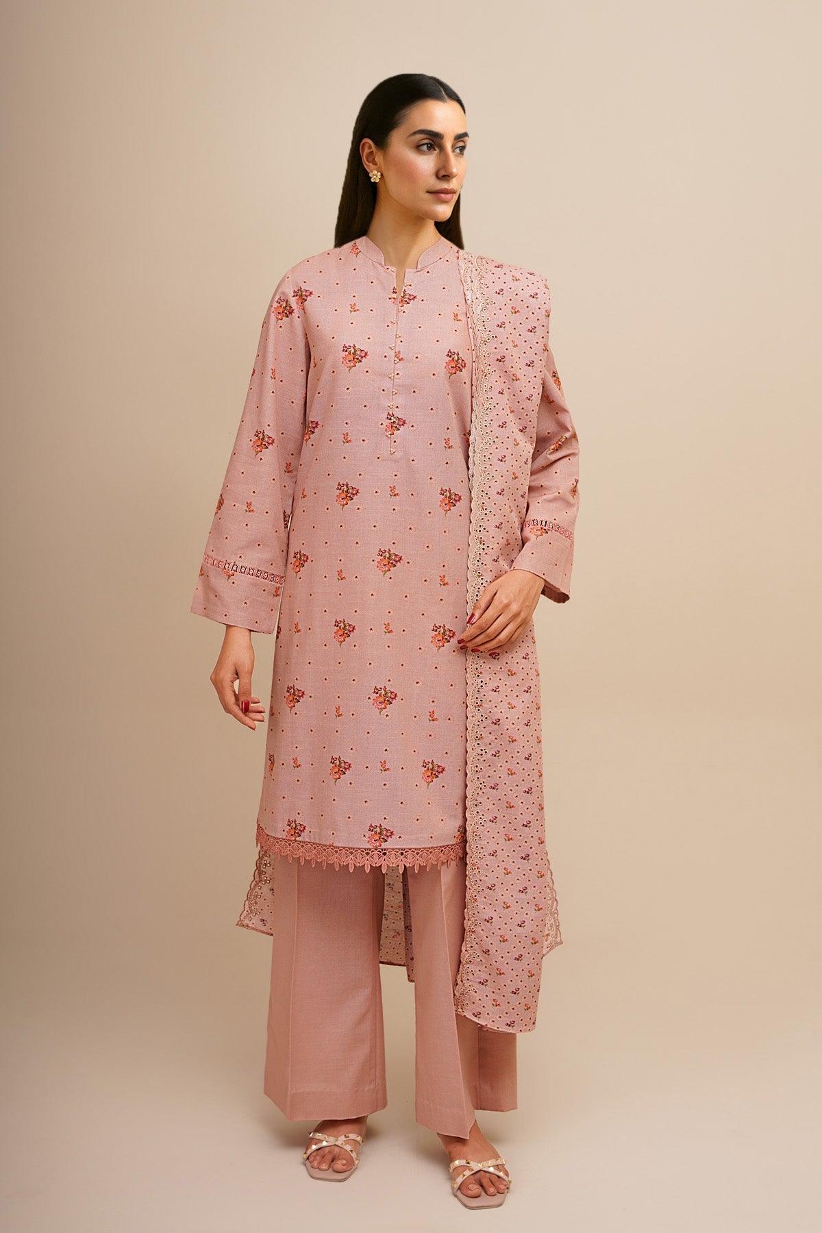 3 Piece - Unstitched - Printed & Embroidered Khaddar Suit - C6453