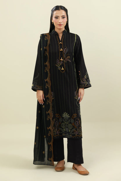 3 Piece - Unstitched - Printed & Embroidered Khaddar Suit - C6454