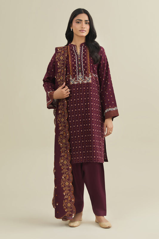 3 Piece - Unstitched - Printed & Embroidered Khaddar Suit - C6456