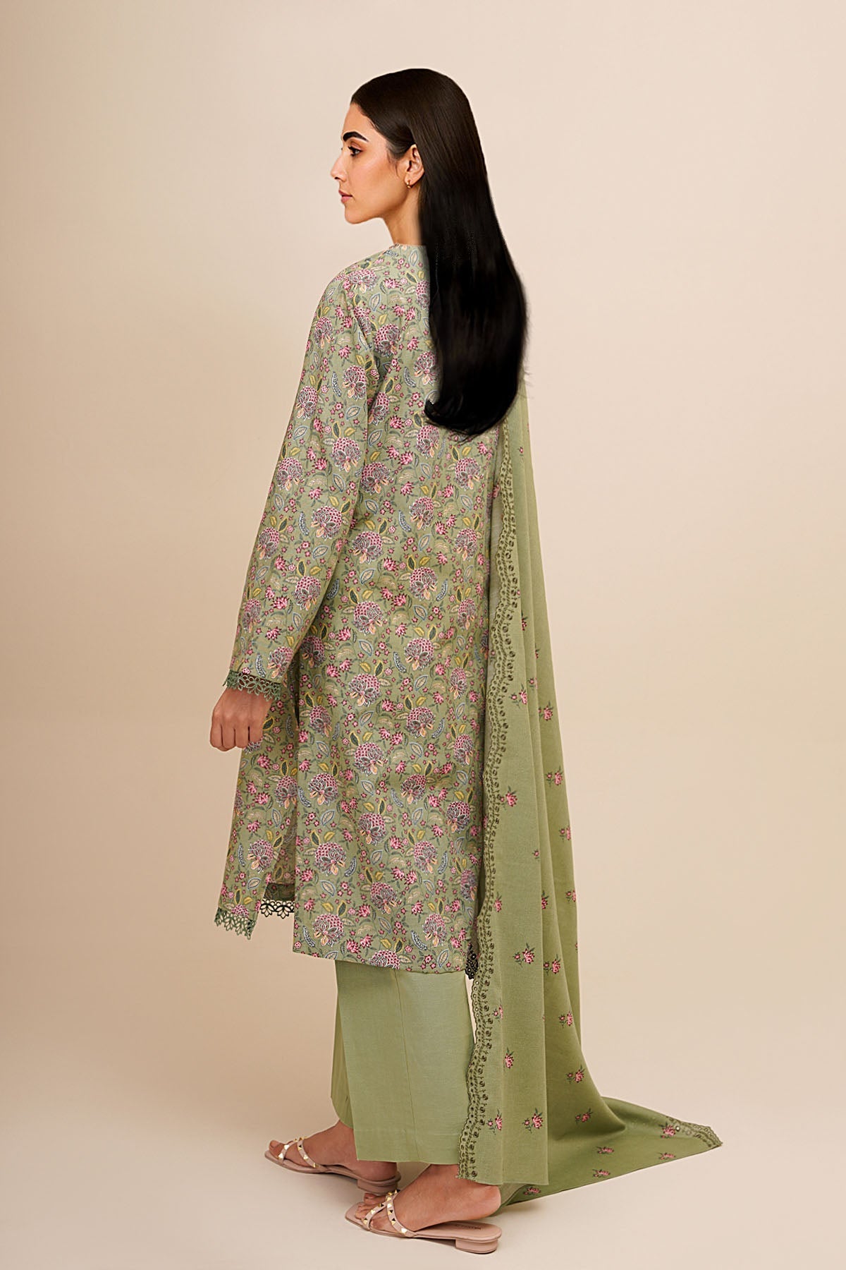 3 Piece - Unstitched - Printed & Embroidered Khaddar Suit - C6457