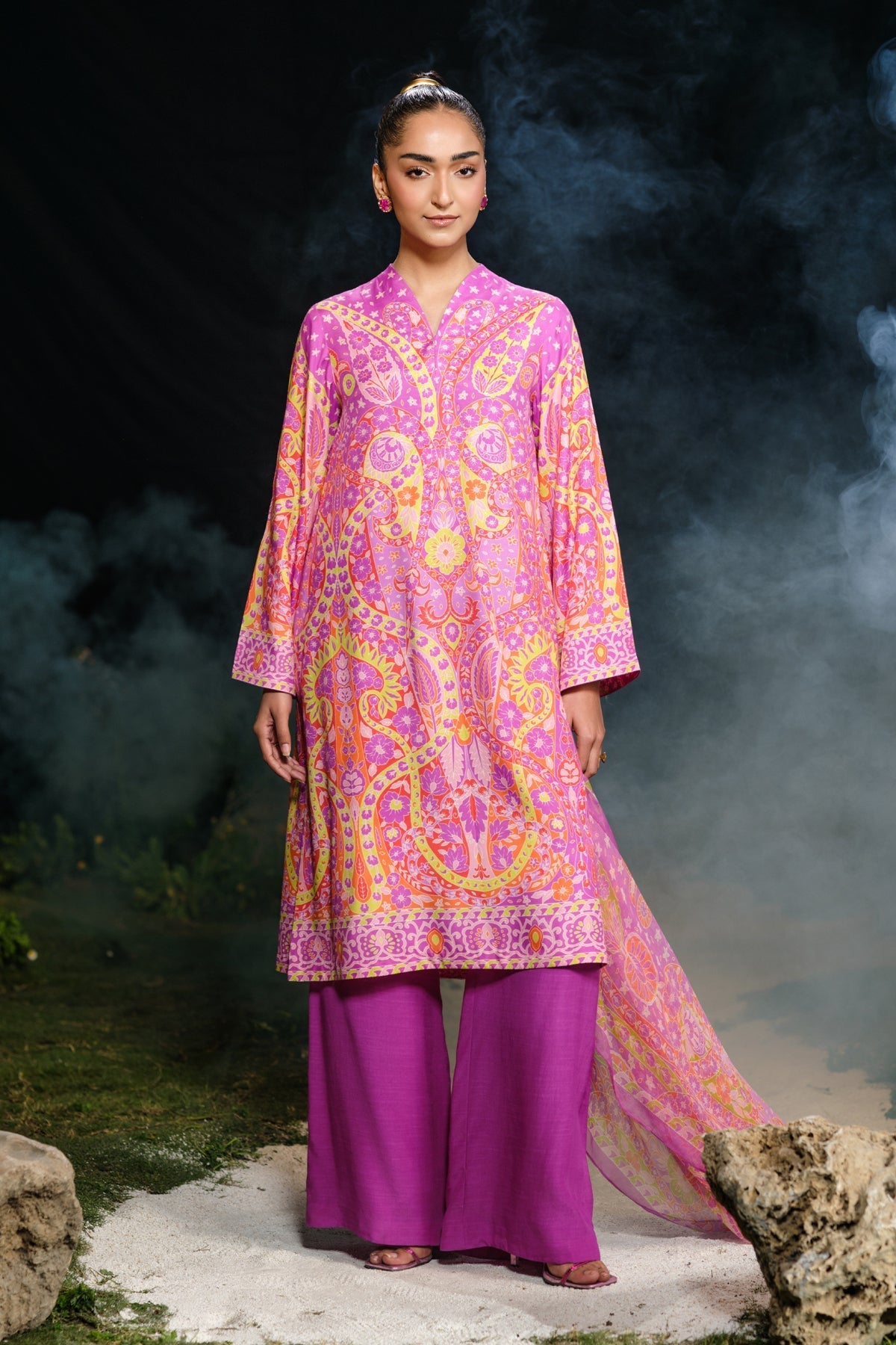 3 Piece - Stitched - Printed Raw Silk Suit - MCP1730-1
