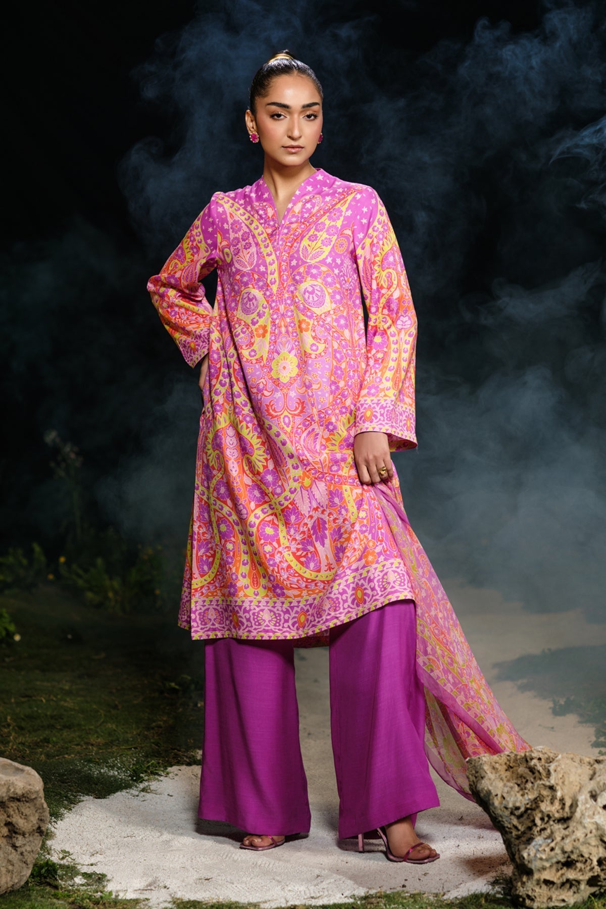 3 Piece - Stitched - Printed Raw Silk Suit - MCP1730-1