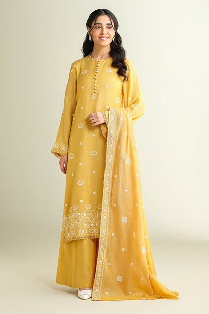 4 Piece - Unstitched - Embroidered Suit - E1643