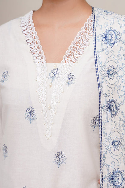 3 Piece - Unstitched - Embroidered Khaddar Suit - E1762