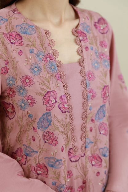 3 Piece - Unstitched - Embroidered Viscose Karandi Suit - E1766