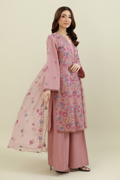 3 Piece - Unstitched - Embroidered Viscose Karandi Suit - E1766