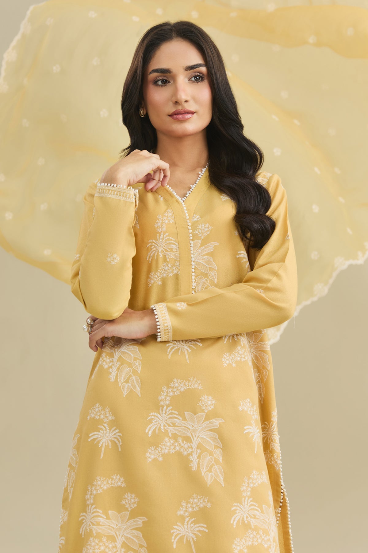 3 Piece - Unstitched - Embroidered Viscose Karandi Suit - E1767