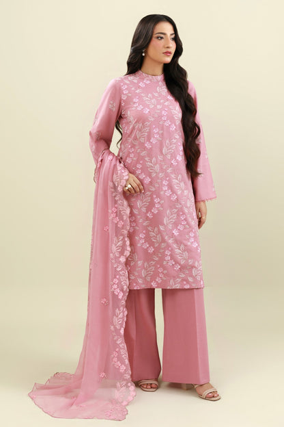3 Piece - Unstitched - Embroidered Viscose Karandi Suit - E1769